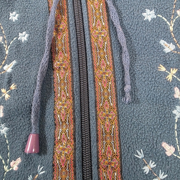 Teddi Teal Embroidered Full Zip Fleece Jacket - Picture 3 of 6